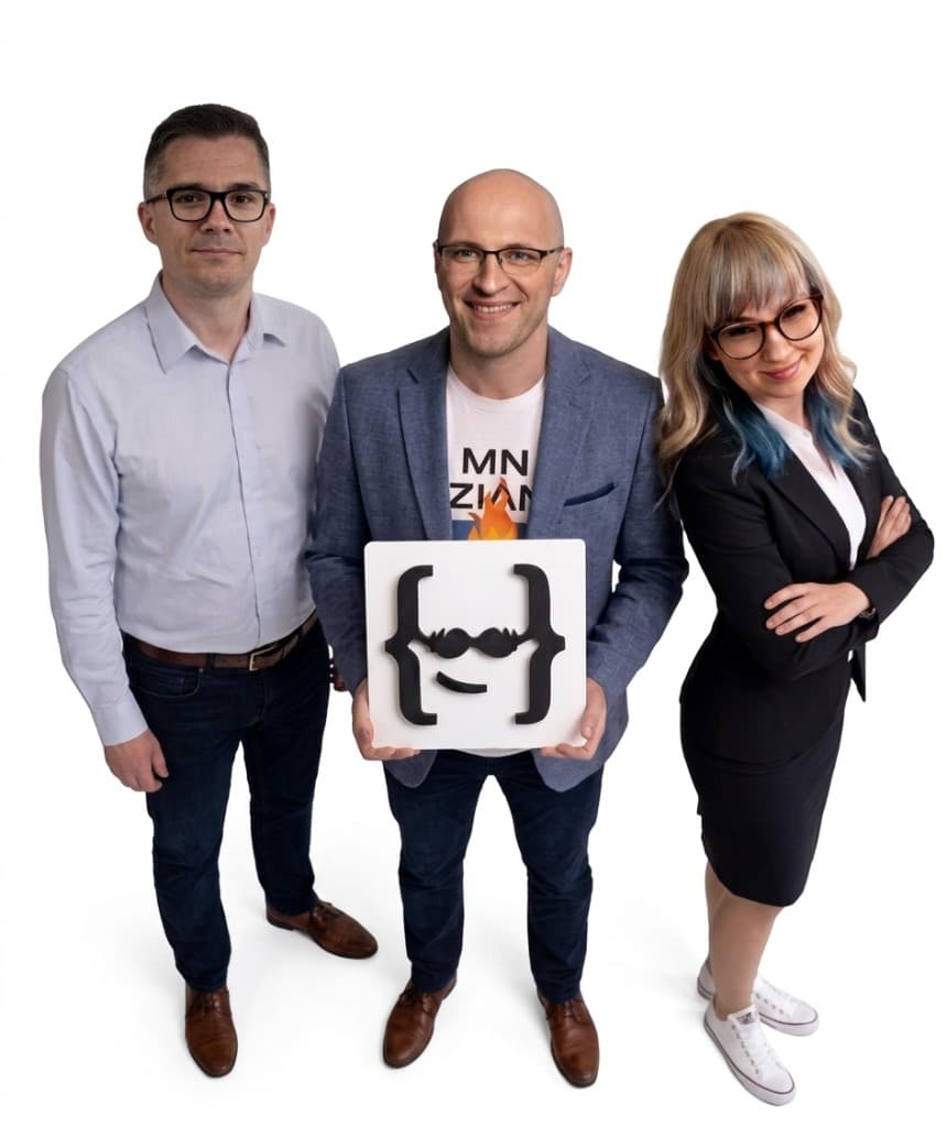Zespół mentorów devmentor.pl — Piotr Dul, Mateusz Bogolubow i Żaneta Sochoń